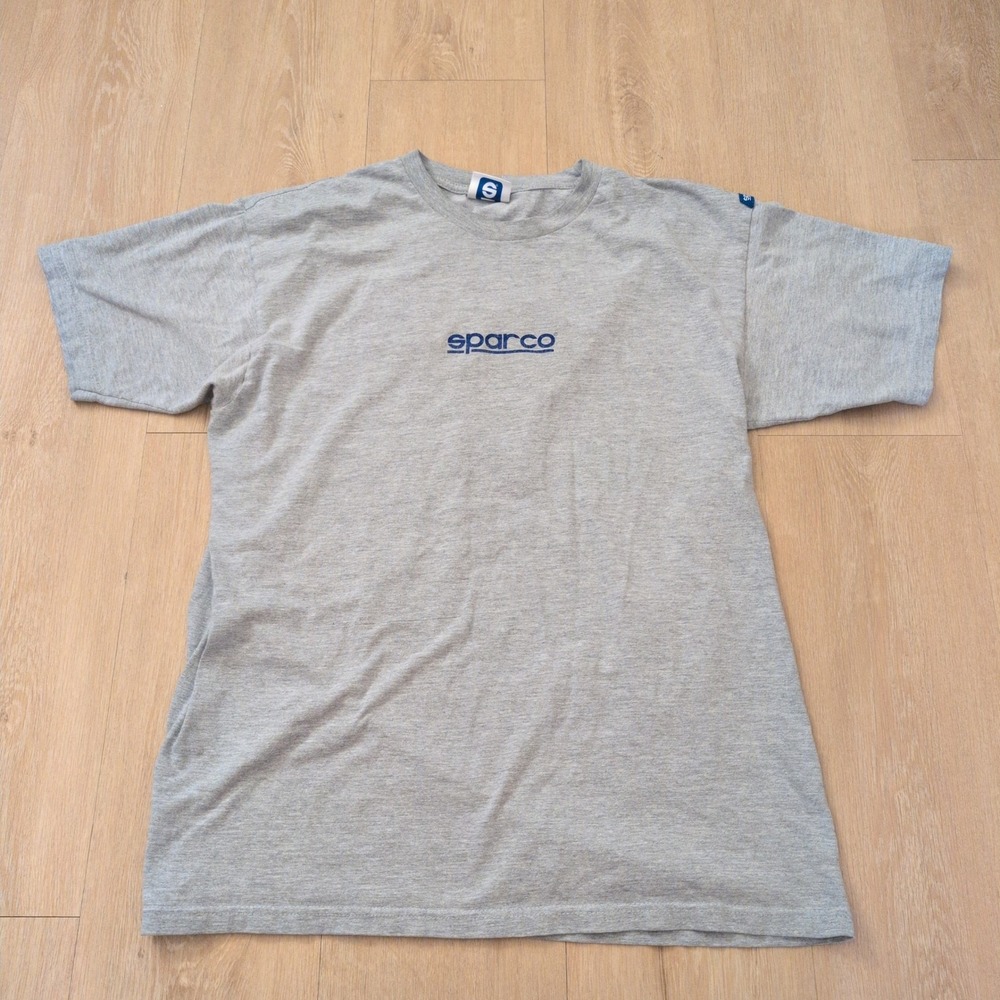 Sparco Racing T-Shirt Mens Gray Blue Logo F1 Formula Ford Kart Graphic Tee